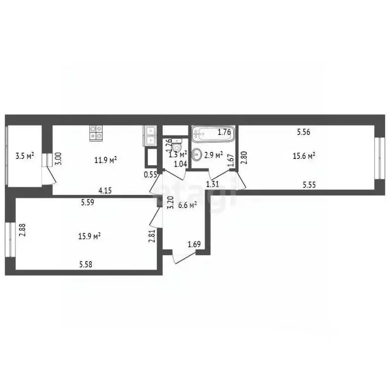 2-к кв. Ленинградская область, Мурино Всеволожский район, Новая ул., ... - Фото 2