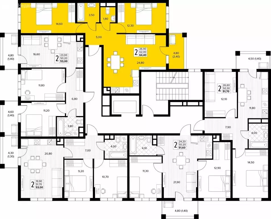 2-комнатная квартира: Сукко, жилой комплекс Кипарис (64.4 м) - Фото 2