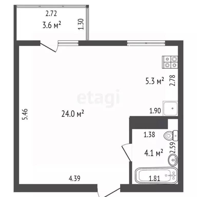 Студия Краснодарский край, Анапа ул. Мирная, 29к8 (37.0 м) - Фото 1