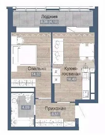 1-к кв. Татарстан, Набережные Челны просп. Сююмбике, 30 (49.3 м) - Фото 1