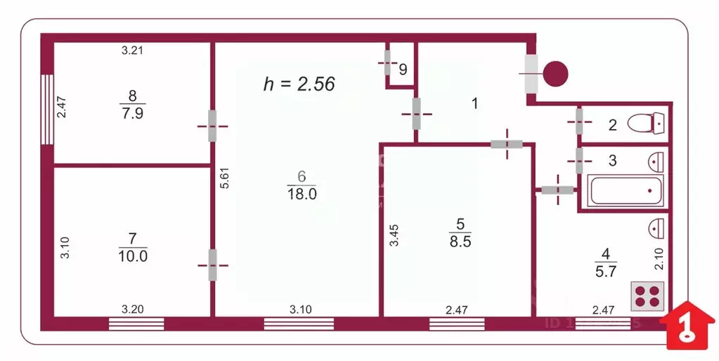 4-к кв. Омская область, Омск ул. Лукашевича, 8Б (51.0 м) - Фото 2
