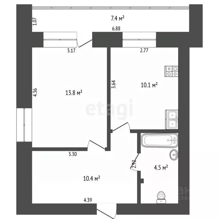 1-к кв. Тюменская область, Тюмень Широтная ул., 112к1 (38.8 м) - Фото 0
