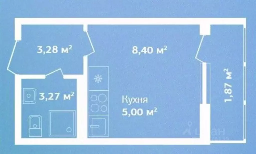 Студия Ленинградская область, Кировск Советская ул., 41 (21.0 м) - Фото 1