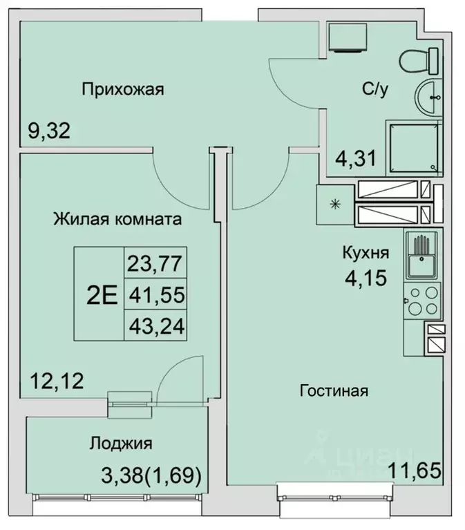 2-к кв. Ростовская область, Батайск  (43.24 м) - Фото 0