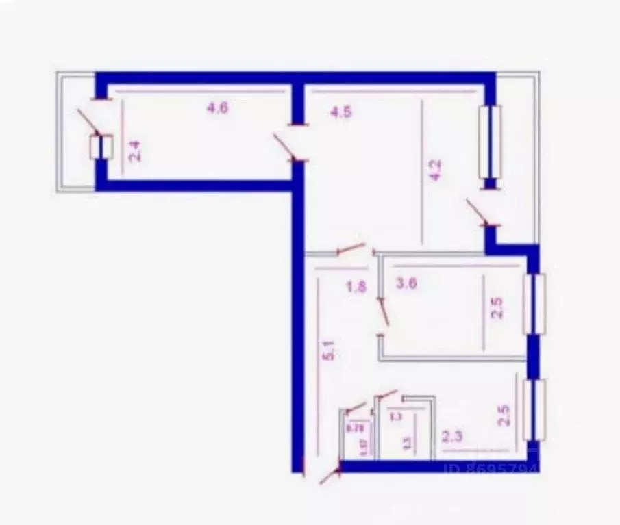 3-к кв. Санкт-Петербург Купчинская ул., 16К1 (56.7 м) - Фото 2