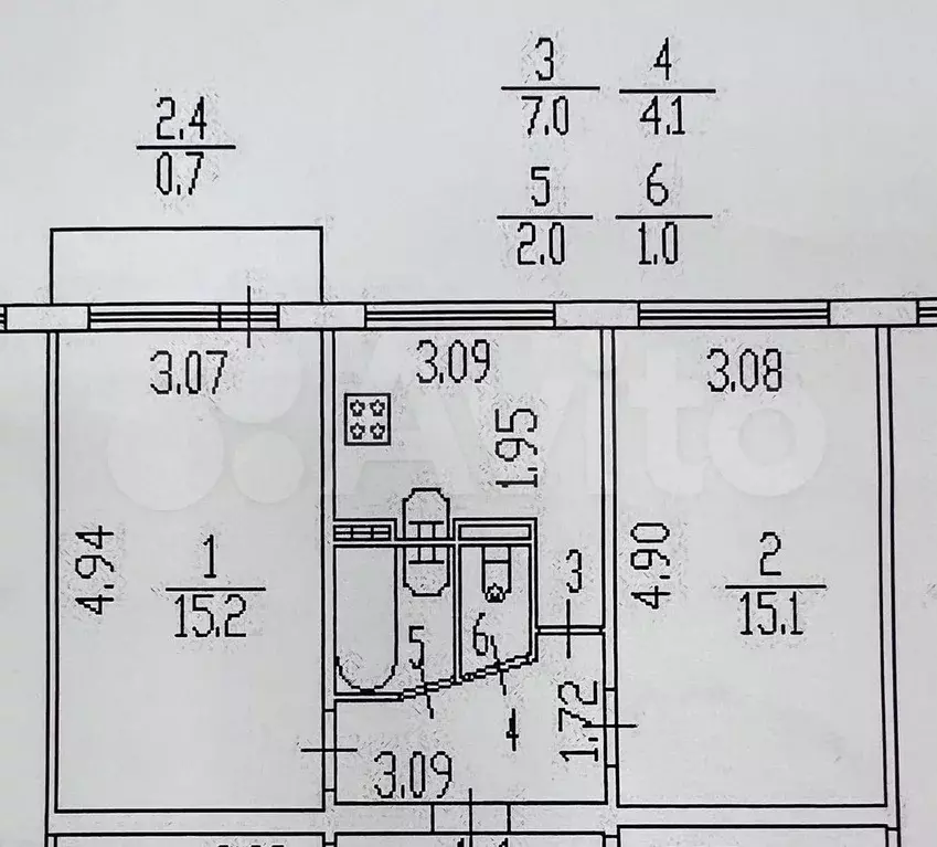 2-к. квартира, 44,4 м, 5/5 эт. - Фото 0
