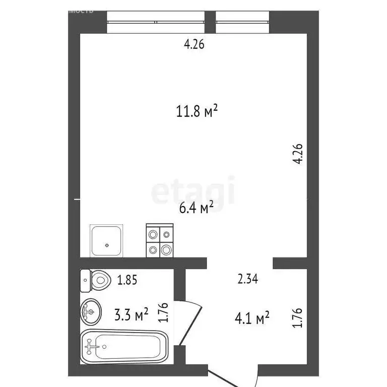 Квартира-студия: Тюмень, Полевая улица, 117к4 (21.8 м) - Фото 1