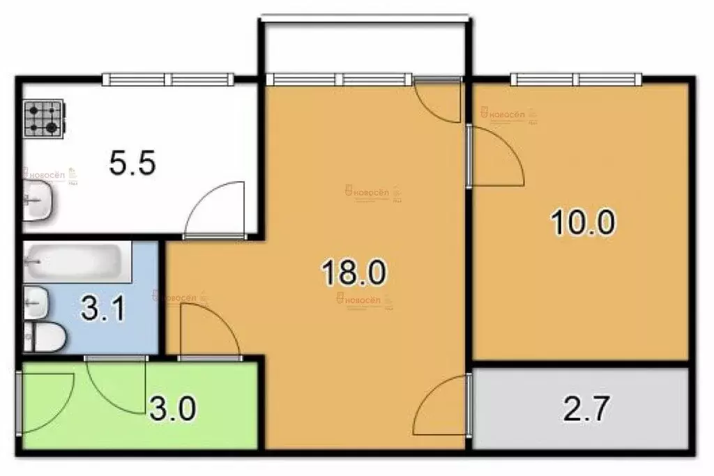 2-комнатная квартира: Екатеринбург, Техническая улица, 46 (45 м) - Фото 0