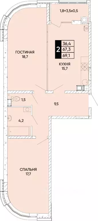 2-к кв. Ростовская область, Ростов-на-Дону Левобережье жилой комплекс ... - Фото 0