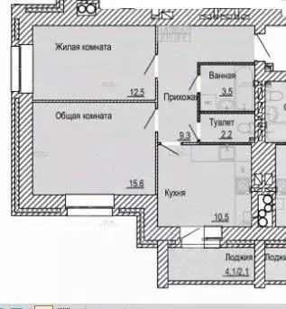 2-к кв. Калужская область, Калуга проезд 3-й Академический, 6 (56.6 м) - Фото 2