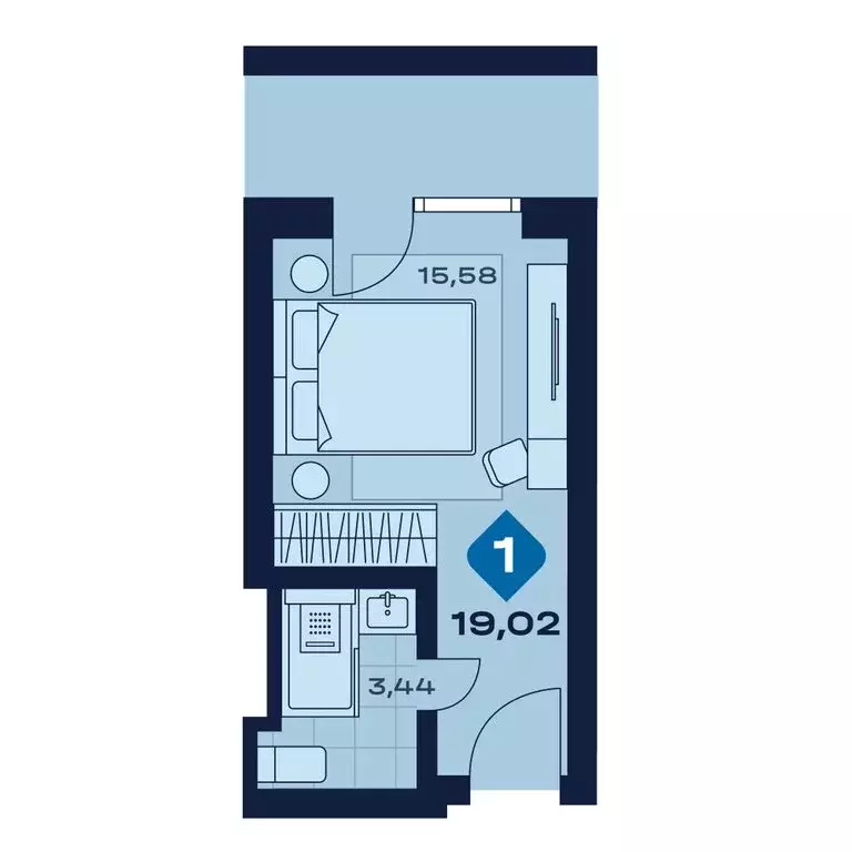 1-комнатная квартира: Челябинская область, Миасс (19.02 м) - Фото 1