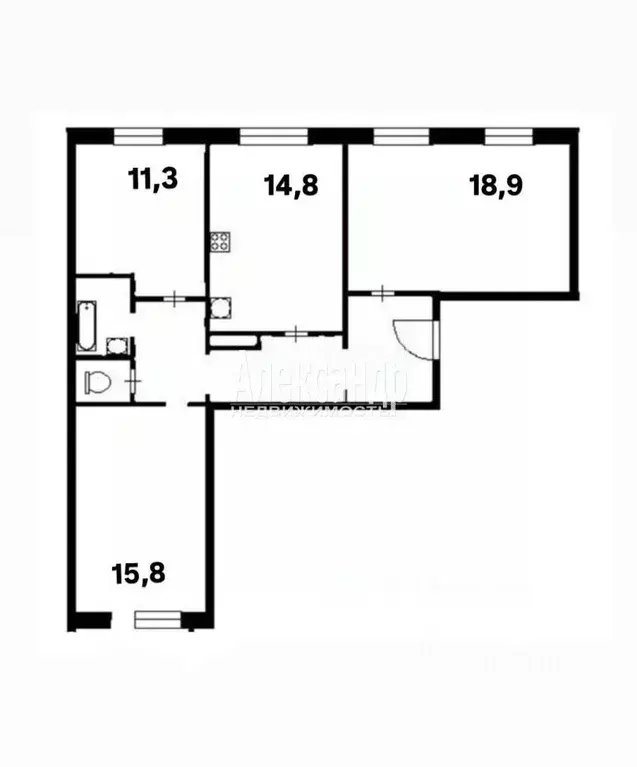 3-к кв. Санкт-Петербург Дунайский просп., 24 (78.2 м) - Фото 1