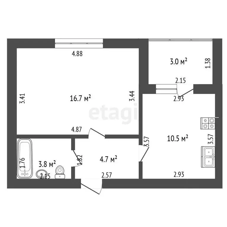 1-комнатная квартира: Стерлитамак, улица Машиностроителей, 64 (35.7 м) - Фото 1