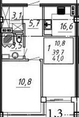 1-к. квартира, 41 м, 5/8 эт. - Фото 0