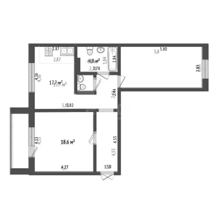 2-комнатная квартира: Миасс, улица Богдана Хмельницкого, 20 (64 м) - Фото 1