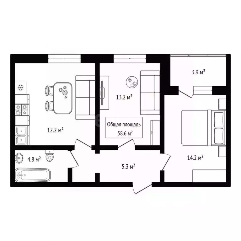 3-к кв. Алтай, Горно-Алтайск ул. Павла Кучияк (56.0 м) - Фото 2
