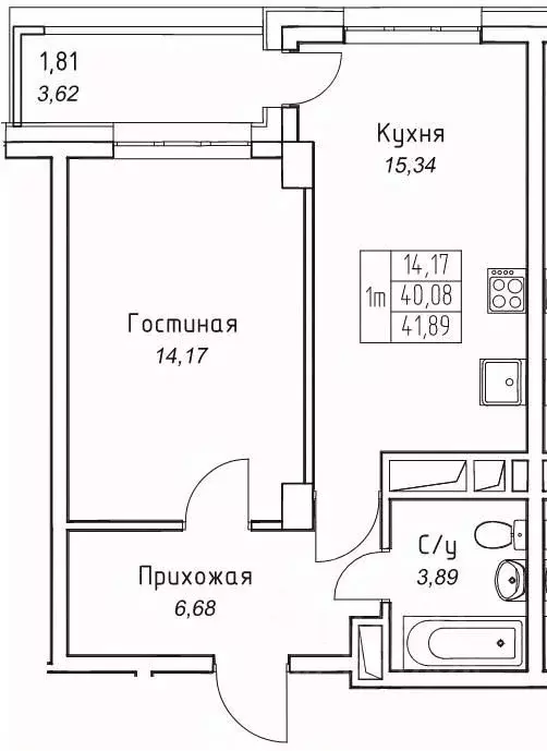 1-к кв. Саха (Якутия), Якутск 11-й кв-л,  (41.89 м) - Фото 1