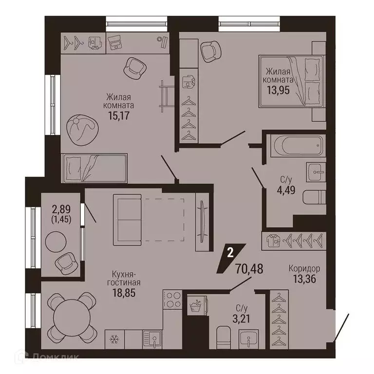 Продаётся 2-к квартира, 70.5 м - Фото 0