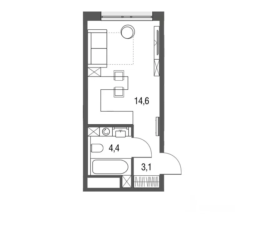 Студия Москва Тагильская ул., 2к1 (22.1 м) - Фото 0