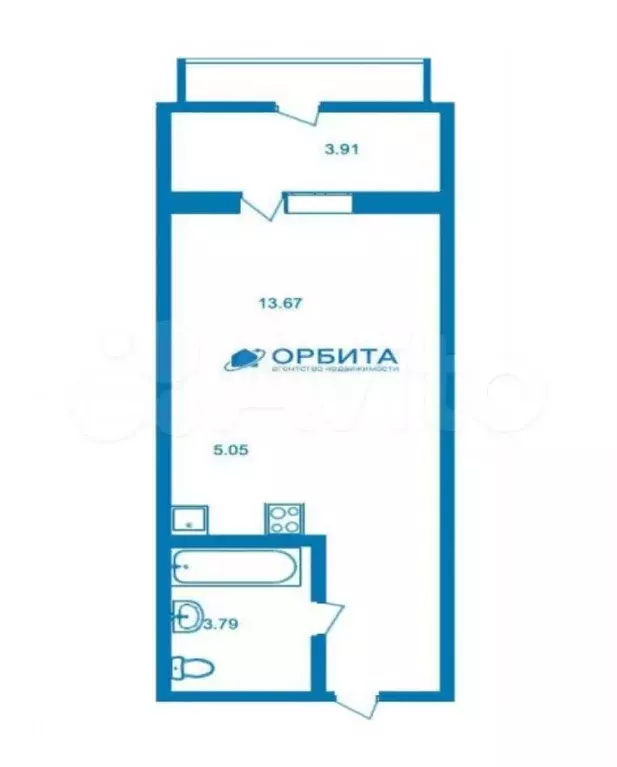 Квартира-студия, 32,7 м, 2/4 эт. - Фото 0