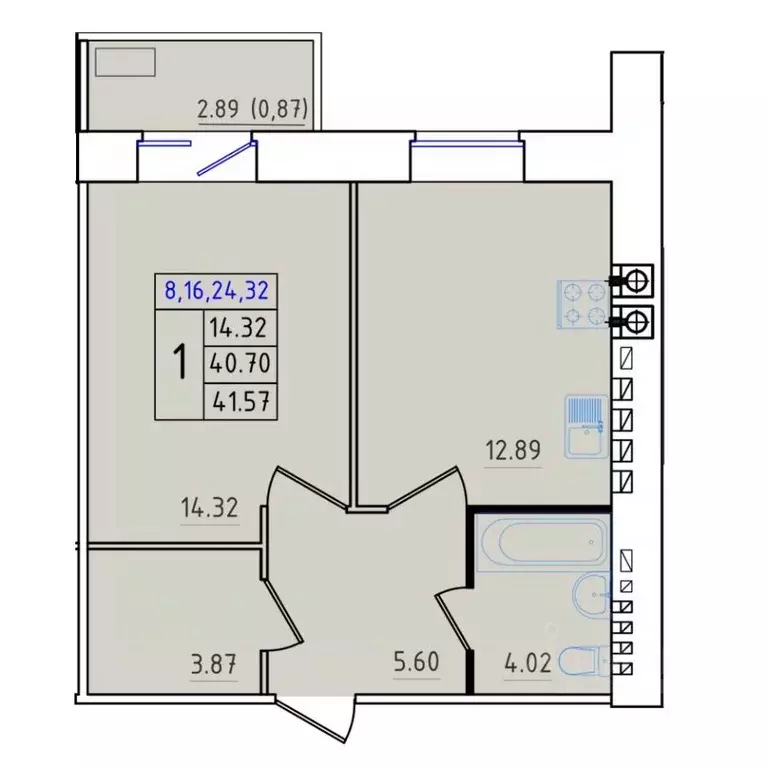 1-к кв. Костромская область, Кострома Калиновская ул., 5 (41.57 м) - Фото 0