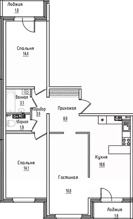 3-к кв. Новгородская область, Старая Русса ул. Чапаева, 2 (82.7 м) - Фото 1