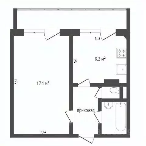 1-к кв. Белгородская область, Шебекино ул. Шолохова, 1 (35.7 м) - Фото 1