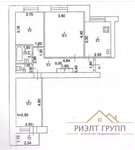 3-комнатная квартира: Казань, улица Лейтенанта Красикова, 15 (60.7 м) - Фото 0