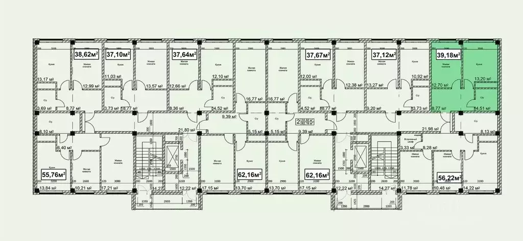 1-к кв. Ставропольский край, Ессентуки ул. Благодатная, 22к2 (39.18 м) - Фото 2