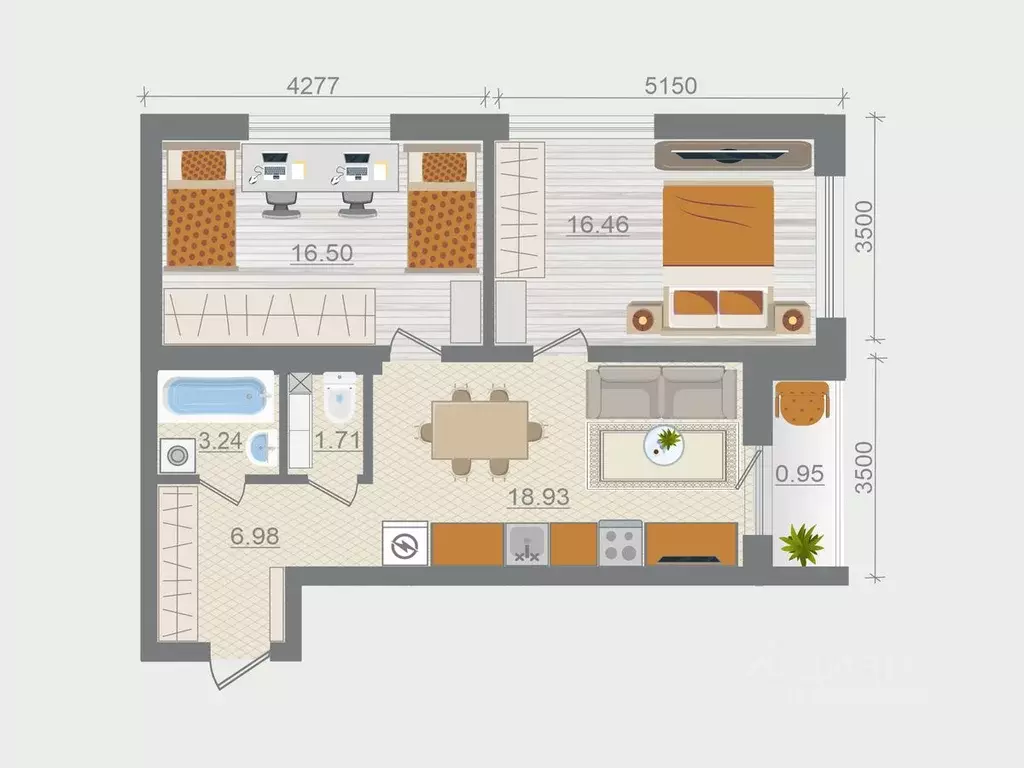 2-к кв. Ленинградская область, Ломоносовский район, Горбунковское ... - Фото 1