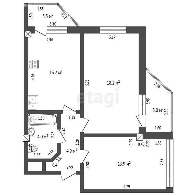 2-комнатная квартира: Геленджик, Крымская улица, 22к14 (54.2 м) - Фото 0