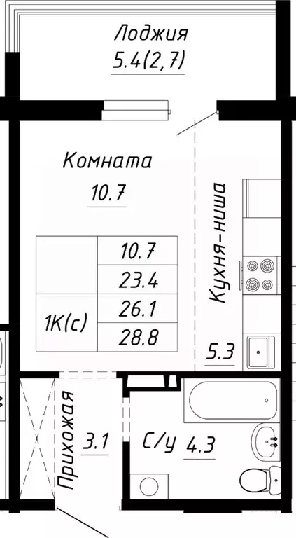 1-к кв. Алтайский край, Барнаул ул. Им. Анатолия Мельникова, 1 (26.1 ... - Фото 0