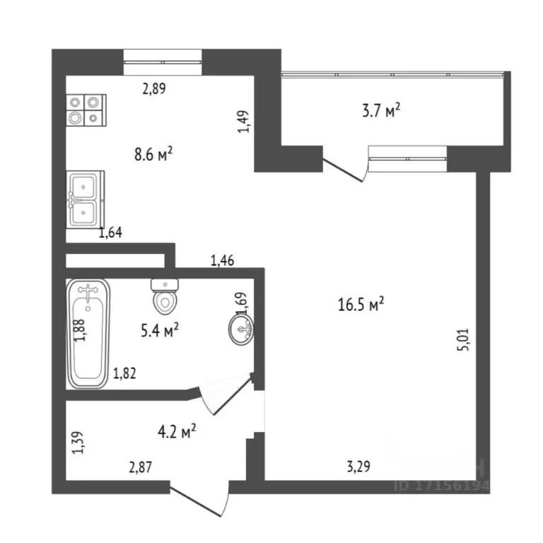 1-к кв. Тюменская область, Тюмень ул. Муравленко, 13 (35.0 м) - Фото 1