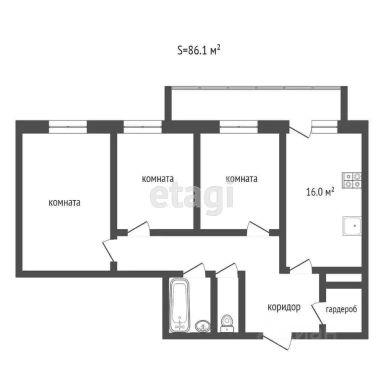 3-к кв. Тюменская область, Тюмень Широтная ул., 193 (85.0 м) - Фото 2
