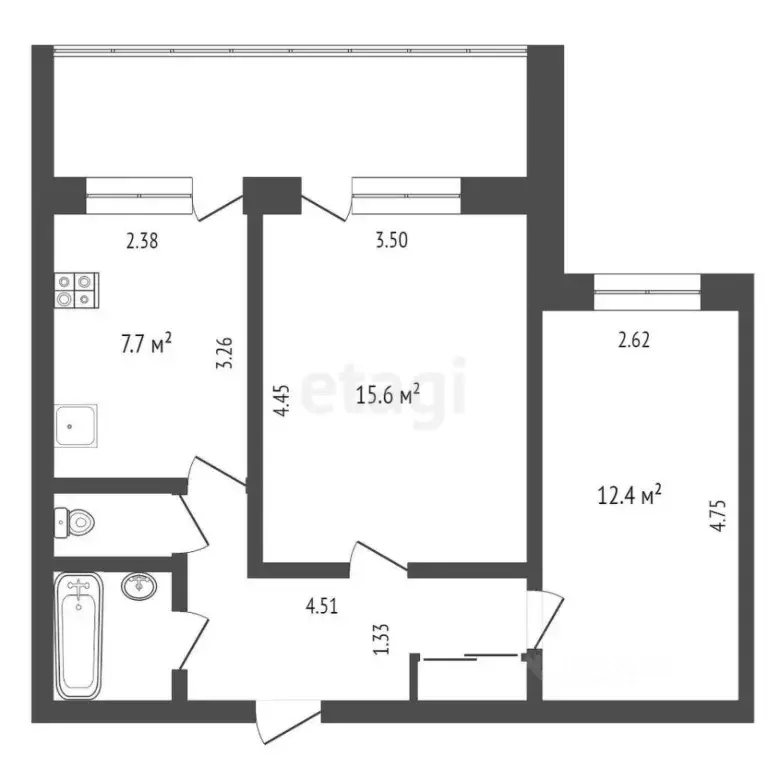 2-к кв. Тюменская область, Тюмень Широтная ул., 103 (48.1 м) - Фото 2