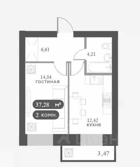 1-к кв. Красноярский край, Красноярск Академгородок мкр,  (37.28 м) - Фото 1
