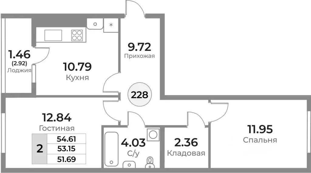 2-к кв. Калининградская область, Калининград Пригородная ул. (53.15 м) - Фото 0