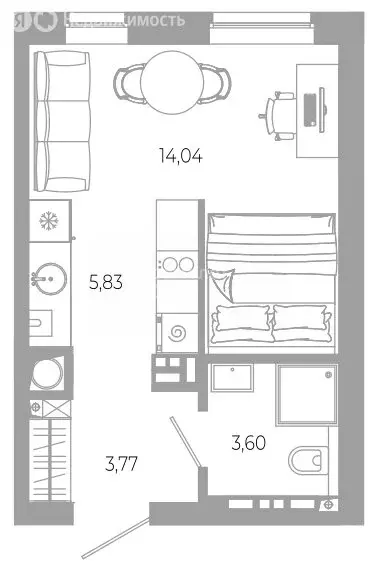 Квартира-студия: Астрахань, Боевая улица, 126 (27.23 м) - Фото 1