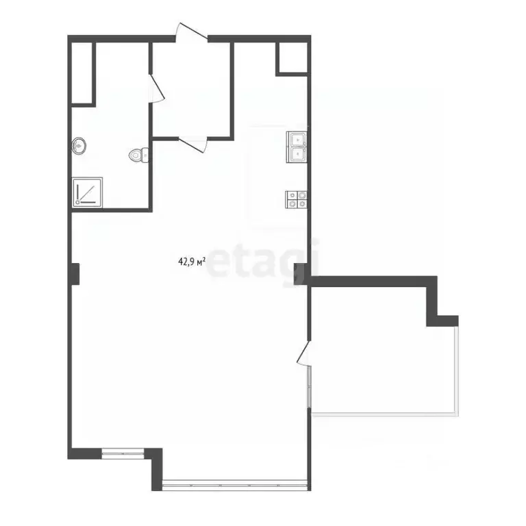 2-к кв. Севастополь Севастопольская зона ЮБК кв-л, 14Вс2 (42.9 м) - Фото 1