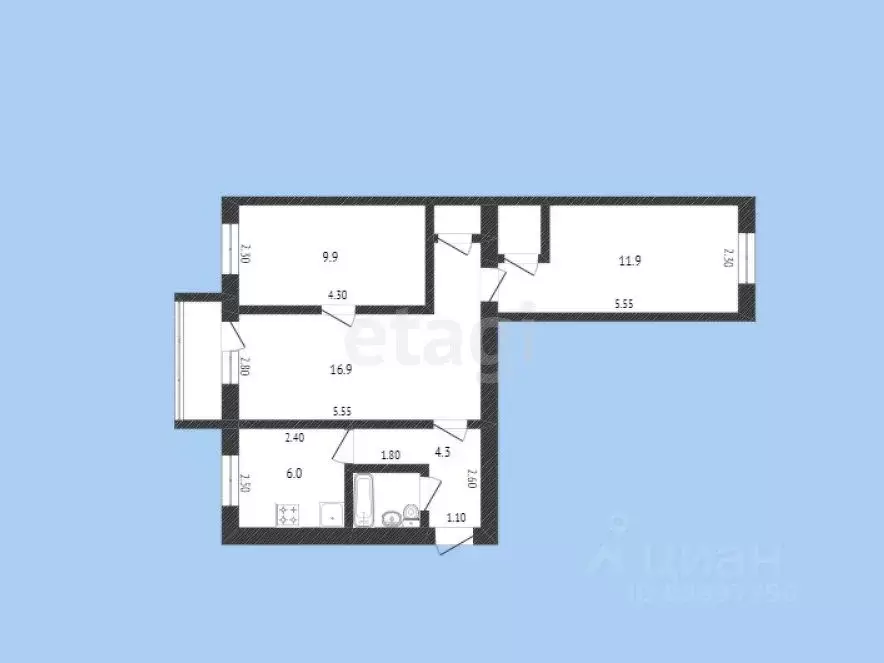 3-к кв. Карачаево-Черкесия, Черкесск Кавказская ул., 30 (53.7 м) - Фото 1