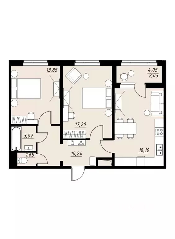 2-к кв. Тамбовская область, Тамбов Телецентр мкр, Строганов жилой ... - Фото 0