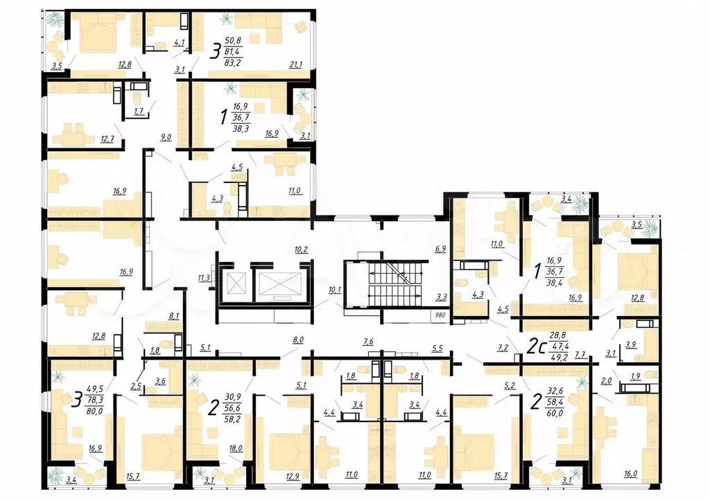2-к. квартира, 60 м, 15/21 эт. - Фото 1