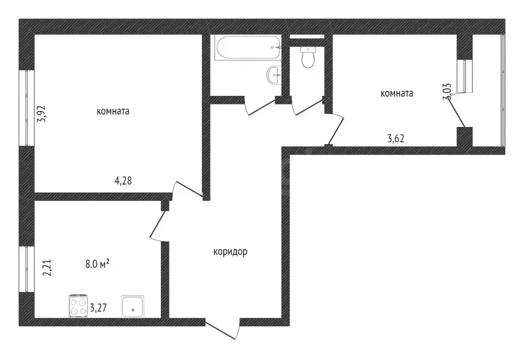 2-к кв. Татарстан, Казань ул. Четаева, 44 (51.5 м) - Фото 1