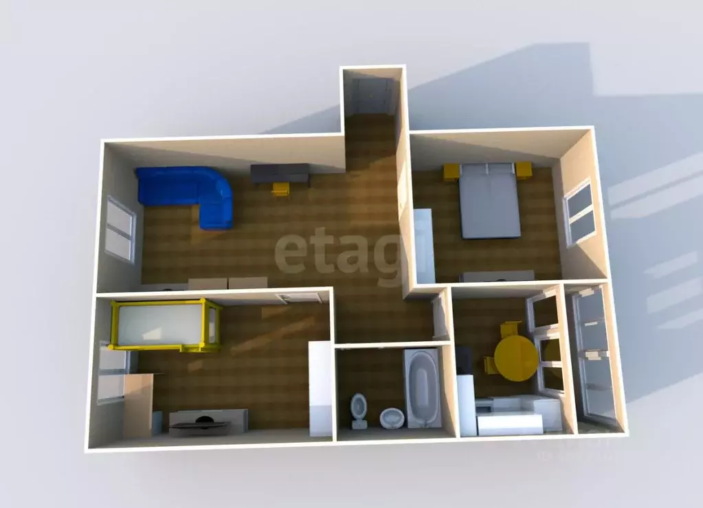 3-к кв. Сахалинская область, Макаров Макаровский район, ул. 50 лет ... - Фото 1