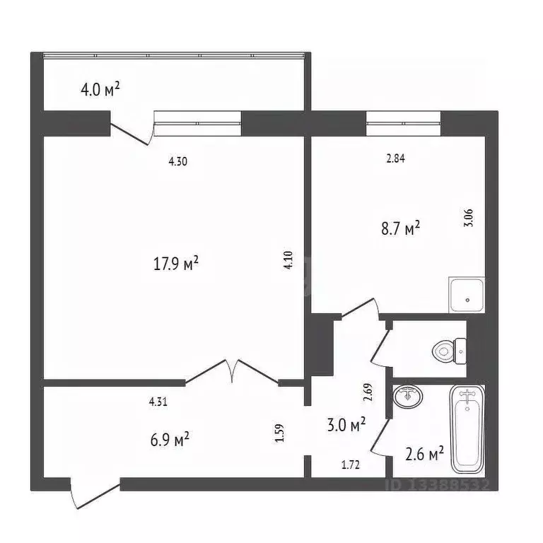 1-к кв. Красноярский край, Красноярск Линейная ул., 109 (40.4 м) - Фото 2
