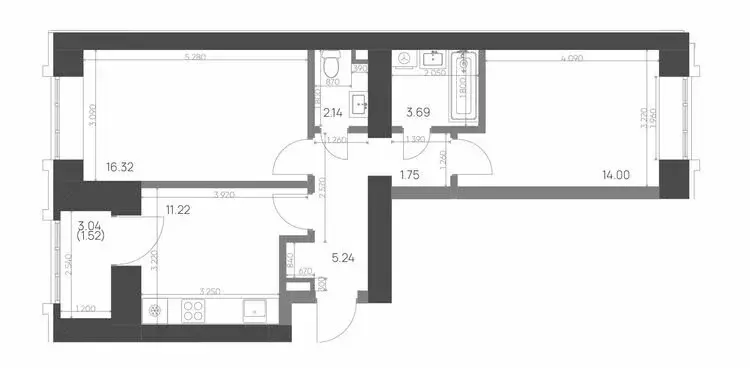 2-комнатная квартира: Нижнекамск, 15-й микрорайон, ЖК Калина (55.88 м) - Фото 0