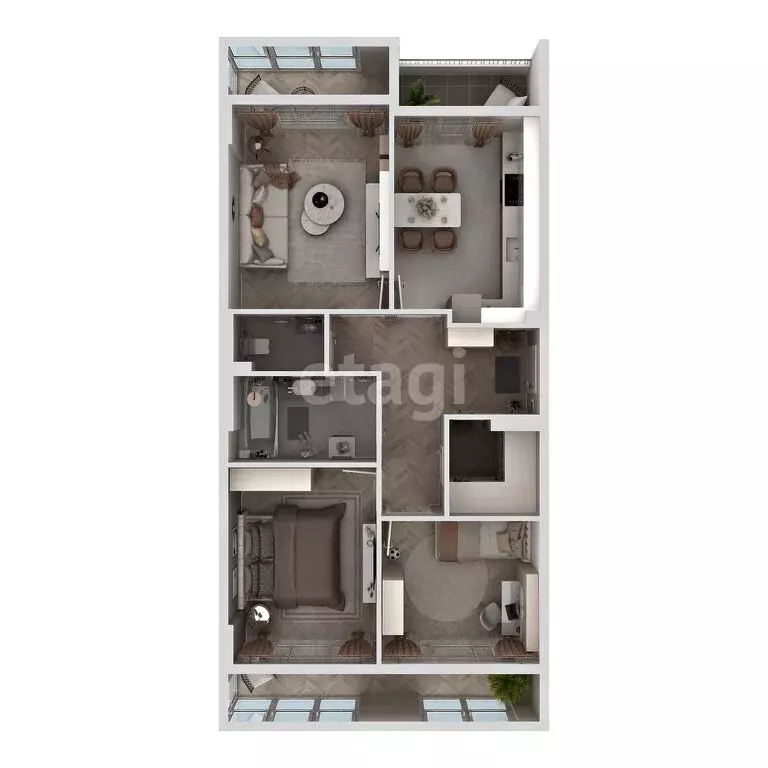 3-комнатная квартира: Алушта, улица Багликова, 27 (76.98 м) - Фото 1