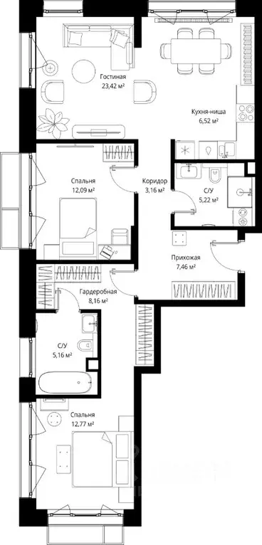 2-к кв. Московская область, Одинцовский городской округ, д. Ликино, ЖК ... - Фото 2