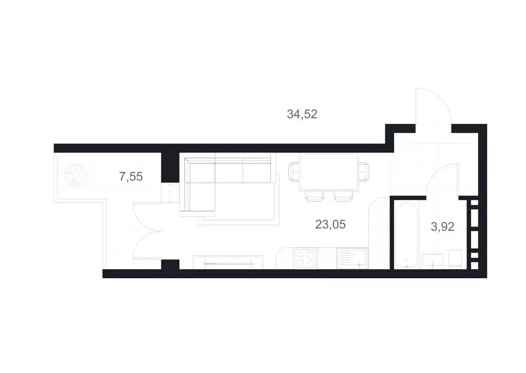 Квартира-студия: Каспийск, улица М. Халилова, 1А (34.52 м) - Фото 1