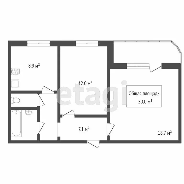 2-комнатная квартира: Новосибирск, улица Серафимовича, 15/1 (50.5 м) - Фото 0